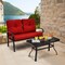 2 Pieces Patio Loveseat Bench Table Furniture Set with Cushioned Chair